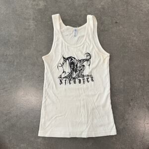 Vintage Y2K Angel Grunge Biker Emo White Ribbed Tank Top Women's Small